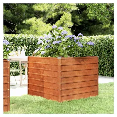 Produktbild von Hochbeet aus Cortenstahl für Garten, Balkon und Terrasse, Kräuter- und Gemüsebeet, Pflanzkübel in Grau