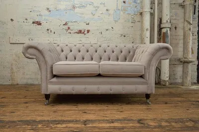 Image de Canapés 2 places Canapé rembourré Tissu Chesterfield Canapé Garniture Beige Nouveau