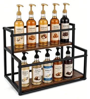 Imagen del producto de Solidchoice: Organizador para jarabes de café con 2 niveles, ideal para cocina o bar