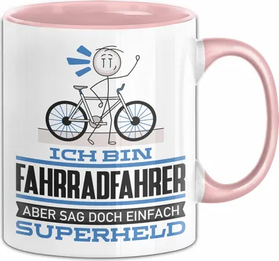 Produktbild von Fahrradfahrer Geschenk Tasse Ich Bin Fahrradfahrer Aber Sag Doch Einfach Superheld Lustige Geschenkdiee für Fahrradfahrer Kaffee-Becher (Rosa)