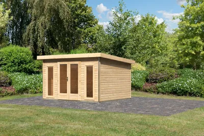 Produktbild von Karibu Gartenhaus Gerätehaus Radeburg 2  naturbelassen 369x309x229,5 cm