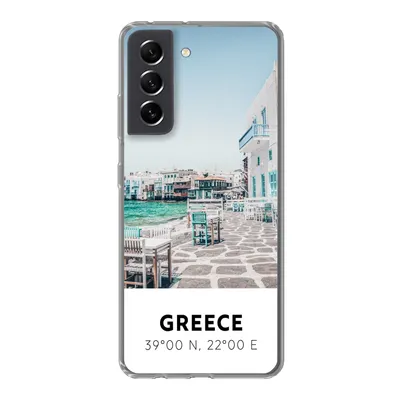 Produktbild von MuchoWow® Handyhülle Schutzhülle Hülle für Samsung Galaxy S21 FE Griechenland - Meer - Blau Silikon Softcase Handy Hülle - Mobiltelefonhülle