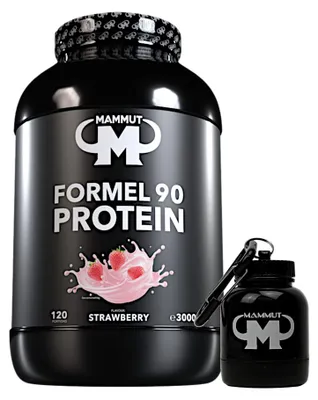 Produktbild von Mammut Nutrition - Formel 90 Protein 3000 g Dose - 120 Portionen Eiweiß + GRATIS Powderbank, Geschmack: Strawberry