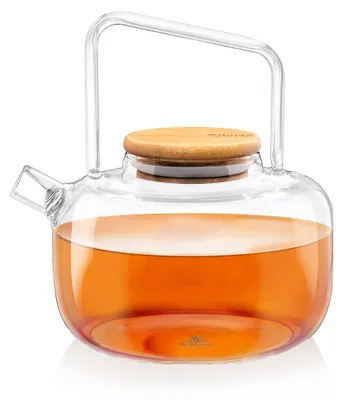 Glasteekanne mit Sieb, 1000 ml, Bambusdeckel, spülmaschinengeeignet