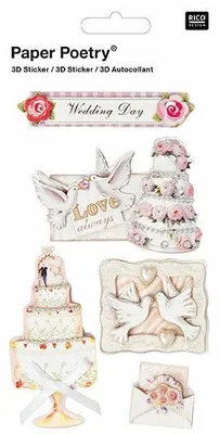 Obrázok produktu pre 3D-Sticker Hochzeit mit Torte