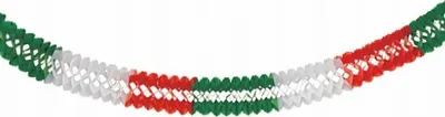 Produktbild von Papstar Girlande, Papier Ø 16 cm, 4 m grün/weiss/rot schwer entflammbar 19285