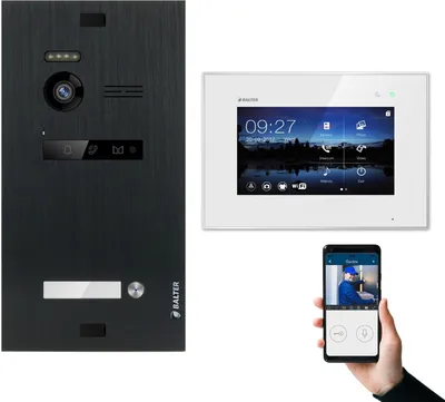 Produktbild von BALTER EVO Schwarz 2-Draht BUS 7" WiFi Monitor Video Türsprechanlage Set für 1 Familienhaus