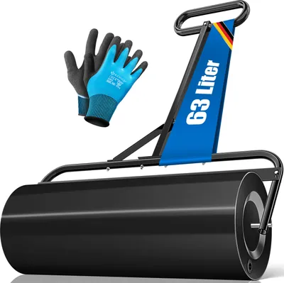Produktbild von KESSER® Rasenwalze Metall mit Handschuhen Handwalze Rasenroller Gartenwalze Ackerwalze Walze befüllbar mit Wasser oder Sand