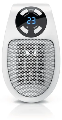 Zdjęcie produktu dla Wtyczkowy termowentylator Brandson, mini grzejnik 500 W z regulacją temperatury i pilotem zdalnego sterowania, zabezpieczenie przed przegrzaniem, automatyczne wyłączanie, biały