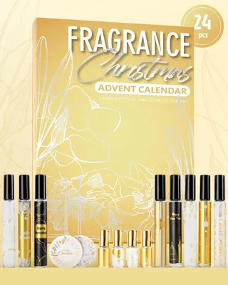 Zdjęcie produktu dla Kalendarz Adwentowy Perfumy Damskie 24 Elementowy Zestaw Zapachów z Mini Perfumami 12ml i Perfumami Roll on 6ml Kalendarz Świąteczny 2026 Zapachy