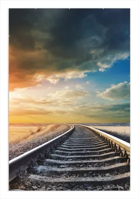 Produktbild von Wallario Wandbild Bahnschienen ins Ungewisse, Größe: 61 x 91,5 cm, Poster mit rahmenlosen Bildhalter