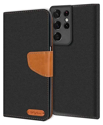 Immagine prodotto di Copertura del telefono cellulare Samsung Galaxy S21 Ultra caso Portafoglio Flip Case Copertura protettiva Tessuto Cover