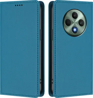 Produktbild von Handyhülle für Oppo Reno12 F 5G/Reno12 F 4G, Kunstleder Klapphülle Stoßfeste Magnetische Hülle mit Ständer Blau