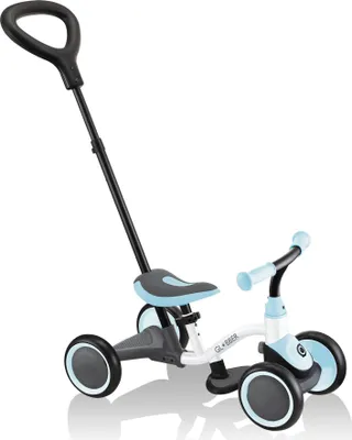 Zdjęcie produktu dla GLOBBER LEARNING BIKE 3w1- 3 w 1 rowerek do jazdy, rowerek do nauki i rowerek biegowy, 6-calowe opony EVA, 4 koła, biało-pastelowy niebieski