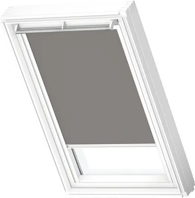 A roller blind for a skylight window.