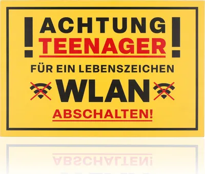 Produktbild von FunX Achtung Teenager Türschild - Lustiges Wandschild Vorsicht Warnschild als Geschenk zur Jugendweihe und Geburtstag für Jungen und Mädchen 30 x 20cm
