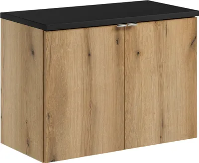 Produktbild von Waschtischunterschrank 80cm, in Eiche und schwarz, NEWPORT-56-OAK