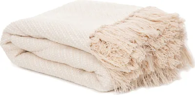 Zdjęcie produktu dla Pled MORRIS ecru z frędzlami 130x170 cm