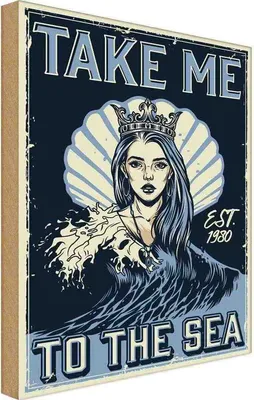 Produktbild von vianmo Holzschild 18x12 cm Pinup Take me to the sea Pin Up