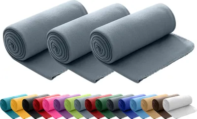 Obrázek produktu pro WOMETO Sada 3 polárních fleecových přikrývek 130x160 cm, certifikovaná OEKO-TEX, váha cca 400 g, s antipillingem a osnovním lemem - barva šedá