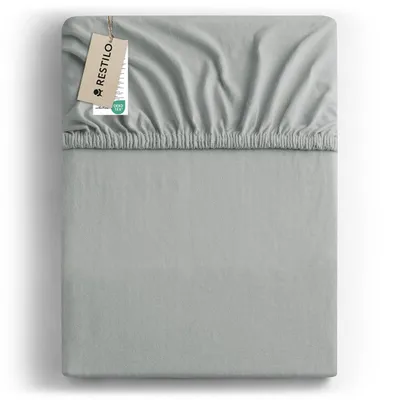 Produktbild von Spannbettlaken 100% Baumwolle Schlafzimmer Bettlacken Betttuch 180-200x200 Grau Stahl