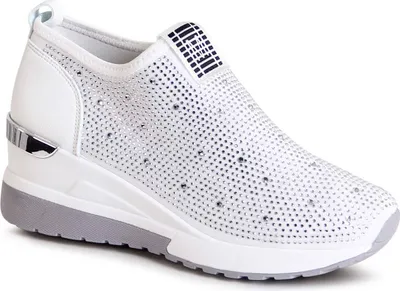 Produktbild von topschuhe24 2711 Damen Keil Sneaker Glitzer Slipper, Farbe:Weiß, Größe:38 EU