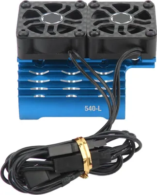 Image de 36mm RC Motor Fan Cooling Heatsink 28000RPM 8.4V with Dual Fans RC Brushless Motor Heatsink Cover for 540 550 Motor Blue