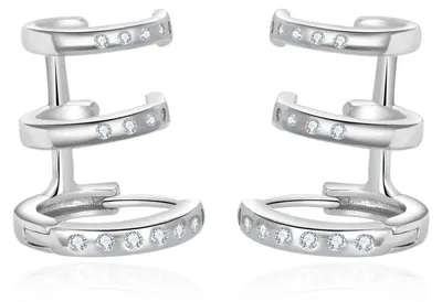Image de Boucles d'oreilles argentées tendance avec zircones AGUC3378