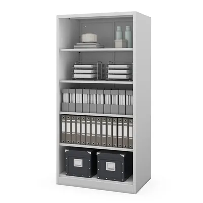 Produktbild von Jan Nowak Büro-Metallregal, verschraubt, mit geschlossener Rückwand, grau, 900 × 1850 × 600 mm: RUFUS