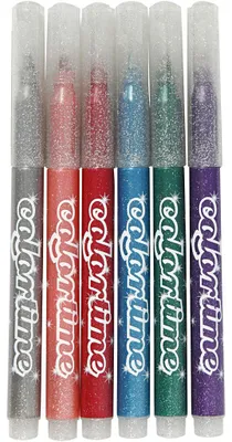 Produktbild von Colortime Glitter Marker, Strichstärke 2 mm, Sortierte Farben, 6 Stk/ 1 Pck [HOB-37370]
