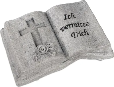 Produktbild von Grabdeko Buch mit Spruch Ich vermisse Dich 14cm Formano Trauerdekoration