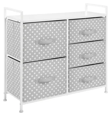 Produktbild von Kommode Kinderzimmer 5 Schubladen Stoff Metallgestell grau/weiß 82cm mDesign