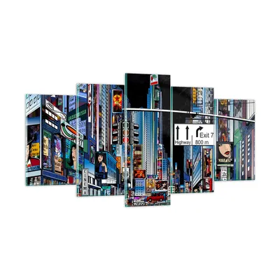 Produktbild von Bilder auf glas - Manhattan New York Straße - 160x85cm - Glasbilder - Wandbilder - Kunstdruck - zum Aufhängen bereit - Wanddekoration aus Glas - Glas Bilder - Wandbild auf Glas - GEA160x85-2720