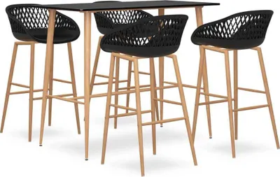 Produktbild von 5-teiliges Bar-Set Schwarz 4-Sitzer Bartisch 120x60x105cm