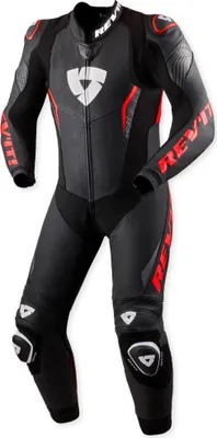Produktbild von Revit Argon 3 perforierte 1-Teiler Motorrad Lederkombi, schwarz/neon-rot, 54
