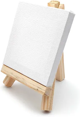 Productafbeelding van Mini Ezel Set - Schilder Canvas - Creatieve Decoratie - Compleet Met Canvas - 8 x 8 cm - Wit