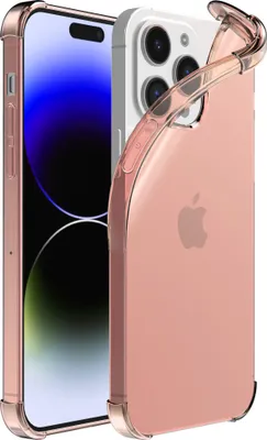 Produktbild von Smartphonica iPhone 14 Pro Max  transparente stoßfeste Silikonhülle mit Bumper - Hellrosa