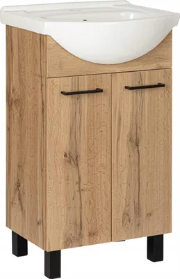 Zdjęcie produktu dla Szafka łazienkowa z umywalką stojąca pod umywalkę dąb wotan loft 50 cm