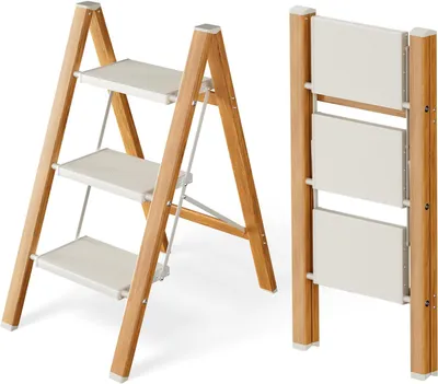 Produktbild von Klappbare Aufstiegslleiter Aluminium, 3 Stufen, leicht, für Küche und Garten