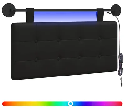 Produktbild von Hängendes Kopfteil Mit LED Licht Schwarz Kunstleder