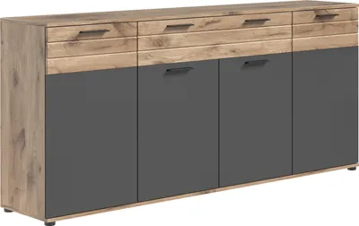 Produktbild von Sideboard - Nox Eiche Nachbildung - Grau matt - B 200 cm - 4 Türen - 1 Schublade