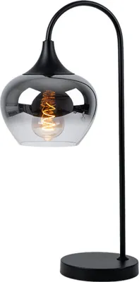 Produktbild von Tischleuchte, gebogen, Glas rauch, schwarz, H 54 cm