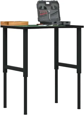 Productafbeelding van Werkbank, donkerbruin, 80x60x(71,5-98) cm, massief eikenhout, geschikt voor werkplaats, huis en kantoor
