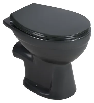 Produktbild von sanicomfort Stand-WC anthrazit matt spülrandlos, Abgang waagrecht, Tiefspüler mit WC-Sitz mit Absenkautomatik