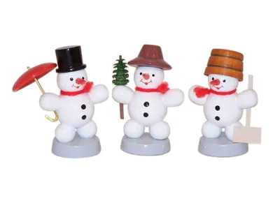 Produktbild von Weihnachtsdekoration Schneemanntrio I bunt Höhe 6cm NEU