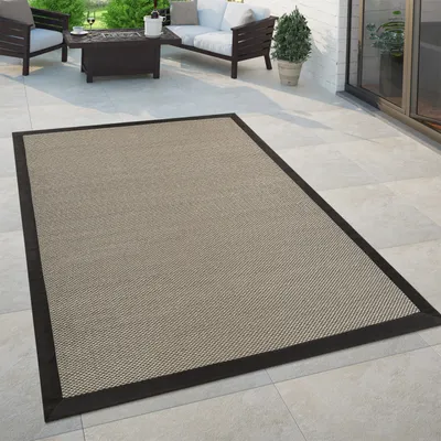 Produktbild von In- & Outdoor Teppich Balkon Küchenteppich Sisal Optik Einfarbig Braun Schwarz Grösse 280x380 cm
