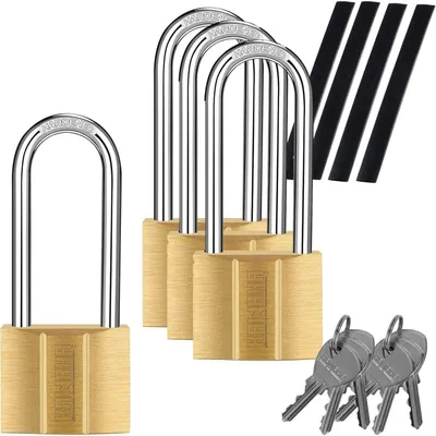 Immagine prodotto di Lucchetto con catenaccio lungo, con stessa chiave, impermeabile, in ottone, 40 mm, confezione da 4