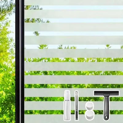 Obrázok produktu pre Ochranná fólia Raamfolie – priehľadná fólia s pruhmi – zabezpečuje súkromie – antistatická, bezlepiaca – 30 x 200 cm – biela, pruhovaná