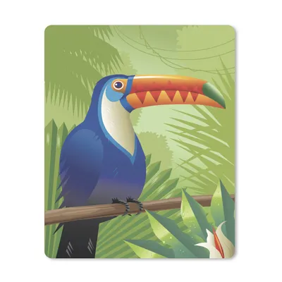Produktbild von MuchoWow® Mauspad Mousepad Eine Illustration eines Tukans auf einem Dschungel-Hintergrund 30x40 cm - Mousepads - Maus Mat - Pad - Mausunterlage - Mausmatten