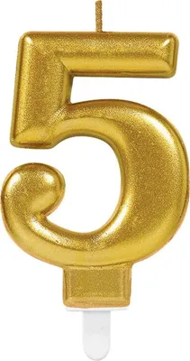 Produktbild von Amscan - 5 - Kerze "Metallic" - Wachs SG21033 (Einheitsgröße) (Gold)
